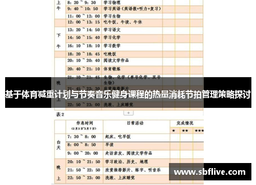 基于体育减重计划与节奏音乐健身课程的热量消耗节拍管理策略探讨